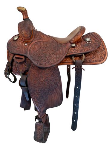 15.5Inch Used Bill Gromer Roping Saddle WIde Tree