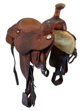 15.5Inch Used Bill Gromer Roping Saddle WIde Tree