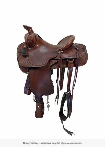 15.5Inch Used Bob Glessner Ranch Saddle Wide Tree