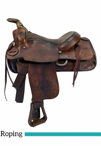 15.5Inch Used Circle Y Roping Saddle Wide Tree 1038