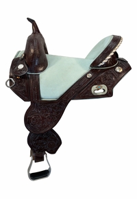 15.5Inch Used Circle Y Tammy Fisher Blue Roan Treeless Barrel Saddle Wide Tree 1319