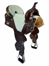 15.5Inch Used Circle Y Tammy Fisher Blue Roan Treeless Barrel Saddle Wide Tree 1319