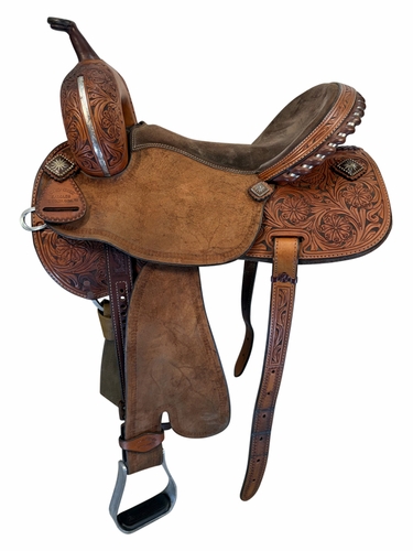 HOLD 2026/04/06L 15.5Inch Used Honey Creek Deb Sibley Treeless Barrel Saddle Medium Tree