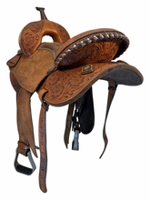 HOLD 2026/04/06L 15.5Inch Used Honey Creek Deb Sibley Treeless Barrel Saddle Medium Tree