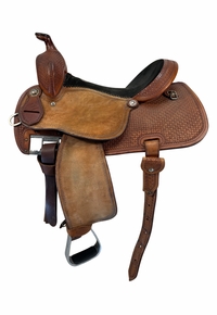 15.5Inch Used Martin Saddlery Barrel Saddle Medium Tree Sherry Cervi