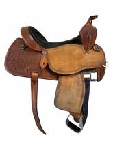 15.5Inch Used Martin Saddlery Barrel Saddle Medium Tree Sherry Cervi