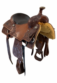15.5Inch Used Mikes Custom Saddlery All Around Saddle Medium Tree