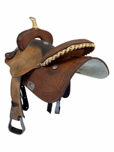 SOLD 2026/04/01  15 Inch Used Billy Cook Greenville Barrel Saddle Wide Tree 279