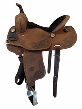 15 Inch Used Billy Cook Roughout Floral Barrel Saddle Wide Tree 1935
