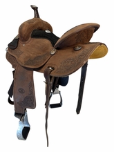 15 Inch Used Billy Cook Roughout Floral Barrel Saddle Wide Tree 1935