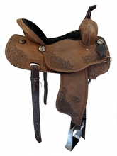 15 Inch Used Billy Cook Roughout Floral Barrel Saddle Wide Tree 1935