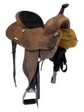 15 Inch Used Billy Cook Roughout Floral Barrel Saddle Wide Tree 1935