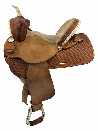 15 Inch Used Bison Saddlery Barrel Saddle Wide Tree