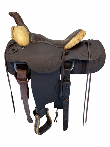 15 Inch Used Bob Mars Roping Saddle Wide 3447
