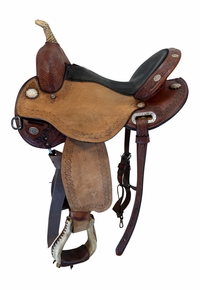 SOLD 2026/01/06j  15 Inch Used Circle Y Kelly Kaminski Blaze Barrel Saddle Wide Flex Tree 1528