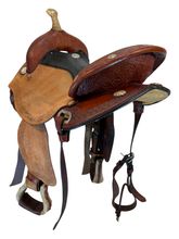 HOLD 2026/01/06j  15 Inch Used Circle Y Kelly Kaminski Blaze Barrel Saddle Wide Flex Tree 1528