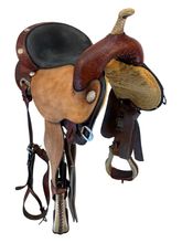 HOLD 2026/01/06j  15 Inch Used Circle Y Kelly Kaminski Blaze Barrel Saddle Wide Flex Tree 1528