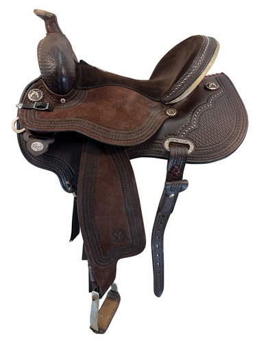 15 Inch Used Circle Y Kenda Lenseigne Mounted Shooting Saddle Wide Flex Tree 2402