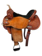 SOLD 2025/10/08  15 Inch Used Circle Y Lockhart Dynamo Barrel Saddle 1545