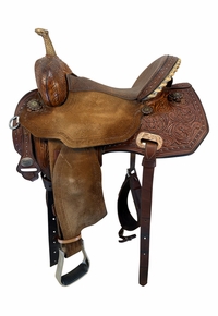 15 Inch Used Circle Y MJ Ultimate Revolution Barrel Saddle Wide Flex Tree 1185