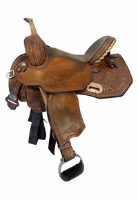 15 Inch Used Circle Y MJ Ultimate Revolution Barrel Saddle Wide Flex Tree 1185