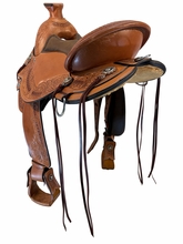 SOLD 2026/08/07 15 Inch Used Circle Y Walnut Grove Trail Saddle Wide Flex Tree 1157