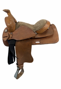 15 Inch Used Custom Roping Saddle Medium Tree