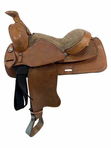 15 Inch Used Custom Roping Saddle Medium Tree