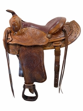 15 Inch Used F.Eamor Ranch Saddle Medium Tree