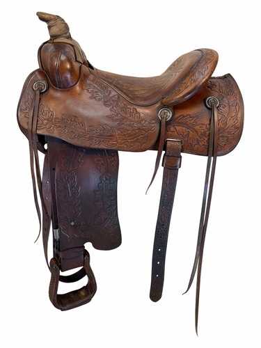 15 Inch Used John M Fallis Roping Saddle Wide Tree
