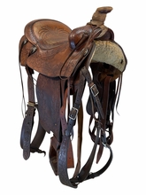 15 Inch Used John M Fallis Roping Saddle Wide Tree