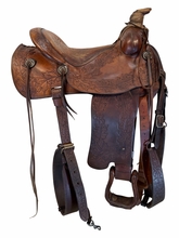 15 Inch Used John M Fallis Roping Saddle Wide Tree