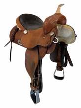 15 Inch Used Rocking R Barrel Saddle Wide Tree