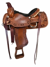15 Inch Used Rocking R Roping Saddle Wide Tree