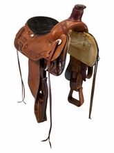 15 Inch Used Rocking R Roping Saddle Wide Tree