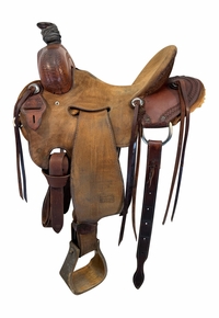 15 Inch Used Teskey Roping Saddle Wide Tree