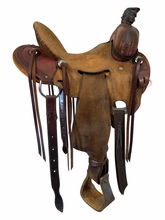 SOLD 2026/08/10 15 Inch Used Teskey Roping Saddle Wide Tree