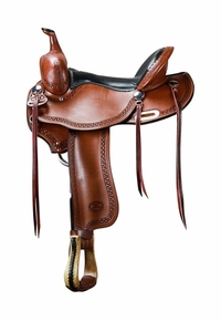 15" to 17" Billy Cook Semi Round Small Black Border Trail Saddle 1977