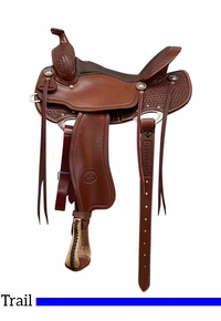 15" to 17" Billy Cook Solid Tri Pattern BW Trail Saddle 1991, Impact Gel in Seat