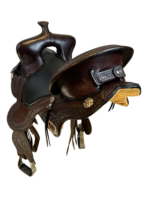 SOLD 2024/07/22j 16.5Inch Used Circle Y/ Horse Tack World Barrel Saddle