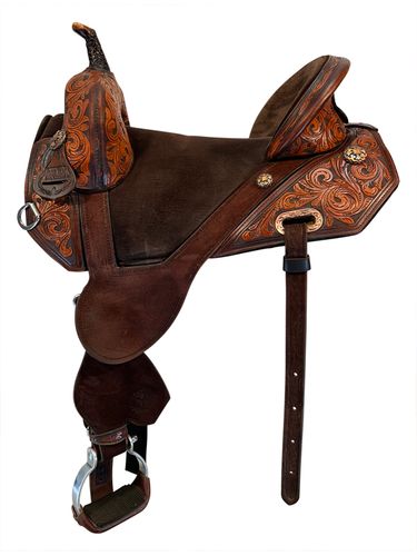 16.5Inch Used Circle Y Horse Tack World Treeless Barrel Saddle 5199