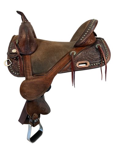 16.5Inch Used Circle Y Tammy Fischer Medium Horn Remuda Treeless Barrel Saddle 1317