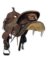 16.5Inch Used Circle Y Tammy Fischer Medium Horn Remuda Treeless Barrel Saddle 1317