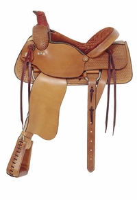 16" American Saddlery Basket Weave All Around Roping Saddle 754