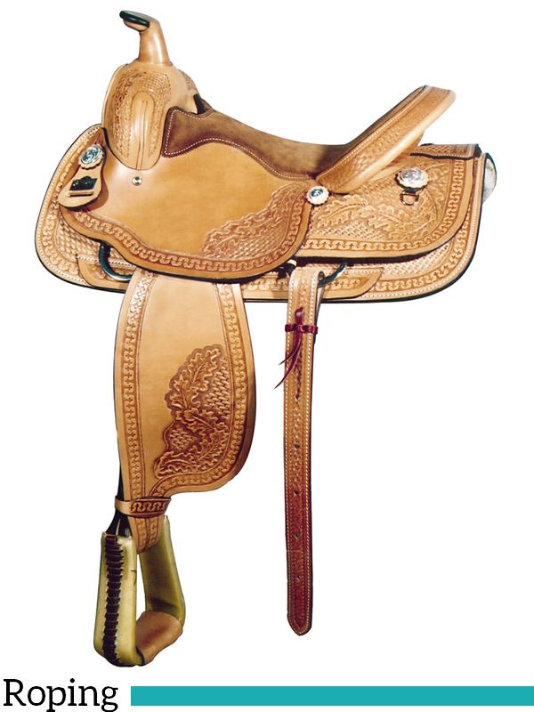 16" Big Horn Floral Tooled Roping Saddle 880