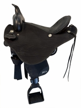 SOLD 2026/06/22 16 Inch Used Abetta Stealth Flex Cordura Trail Saddle Wide Tree 20557