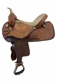 16 Inch Used American Saddlery Barrel Saddle Wide Tree 442