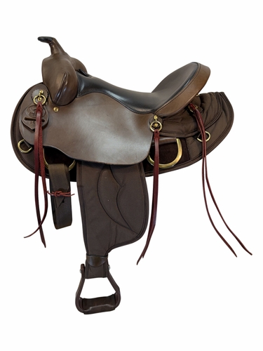 SOLD 2026/08/18j  16 Inch Used Big Horn King of Mules Cordura Trail Saddle Medium Tree 305