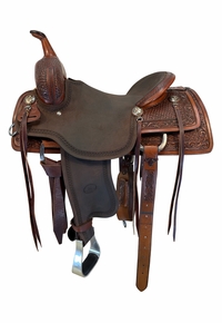 16 Inch Used Billy Cook 1/2 Breed Crazy Stamp Cutting Saddle Wide Tree 4003