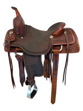 16 Inch Used Billy Cook 1/2 Breed Crazy Stamp Cutting Saddle Wide Tree 4003